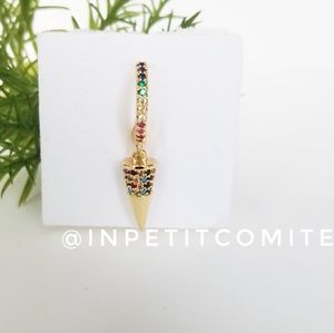 Dainty Pave Huggie Hoop Gold Spike Earring (One)